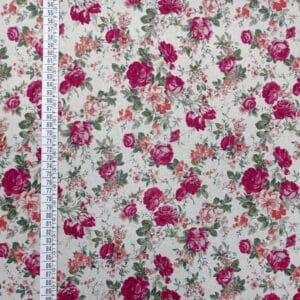 Tela japonesa en algodón estampado de flores. Color D3.1