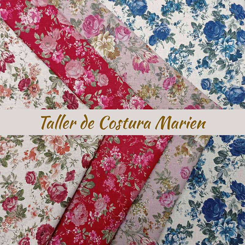 Tela japonesa en algodón estampado de flores. Color D3.4 - Imagen 2