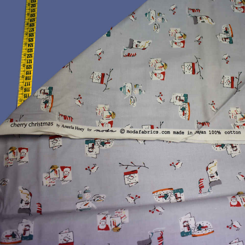 Tela de navidad con detalles de nieve en gris - Imagen 2