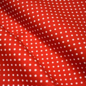 Tela japonesa SEVENBERRY, topo blanco, fondo rojo. Color D/2-10