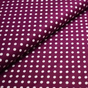 Tela de topos blancos con fondo berenjena. Stof Fabrics. Color 862