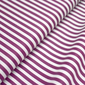 Tela de rayas blancas y berenjena. Stof Fabrics. Color 872